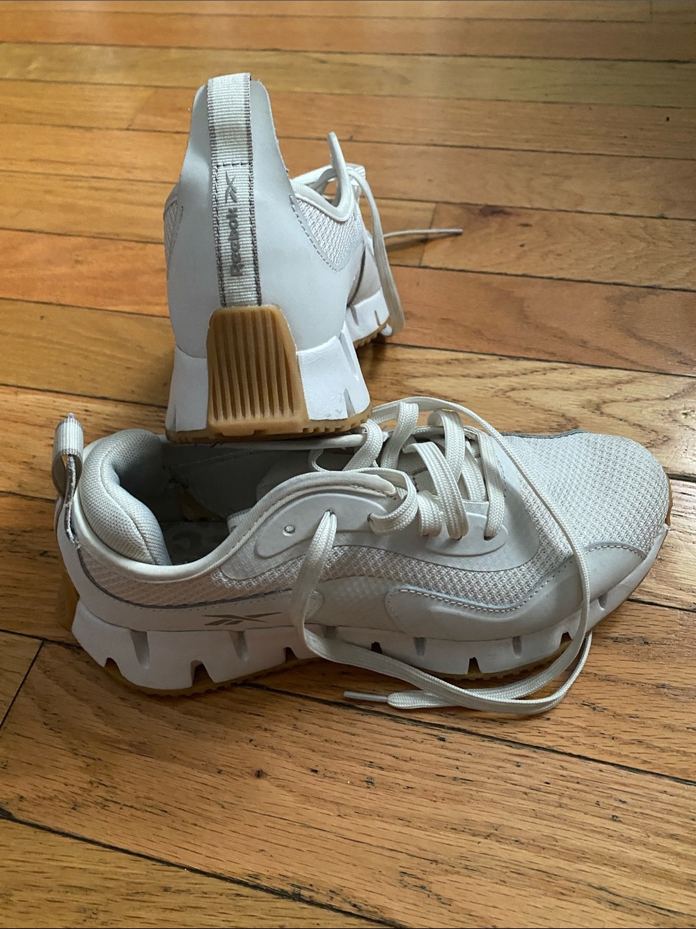 Reebok Off-White Trainer Sneakers with Gum Heel Accent